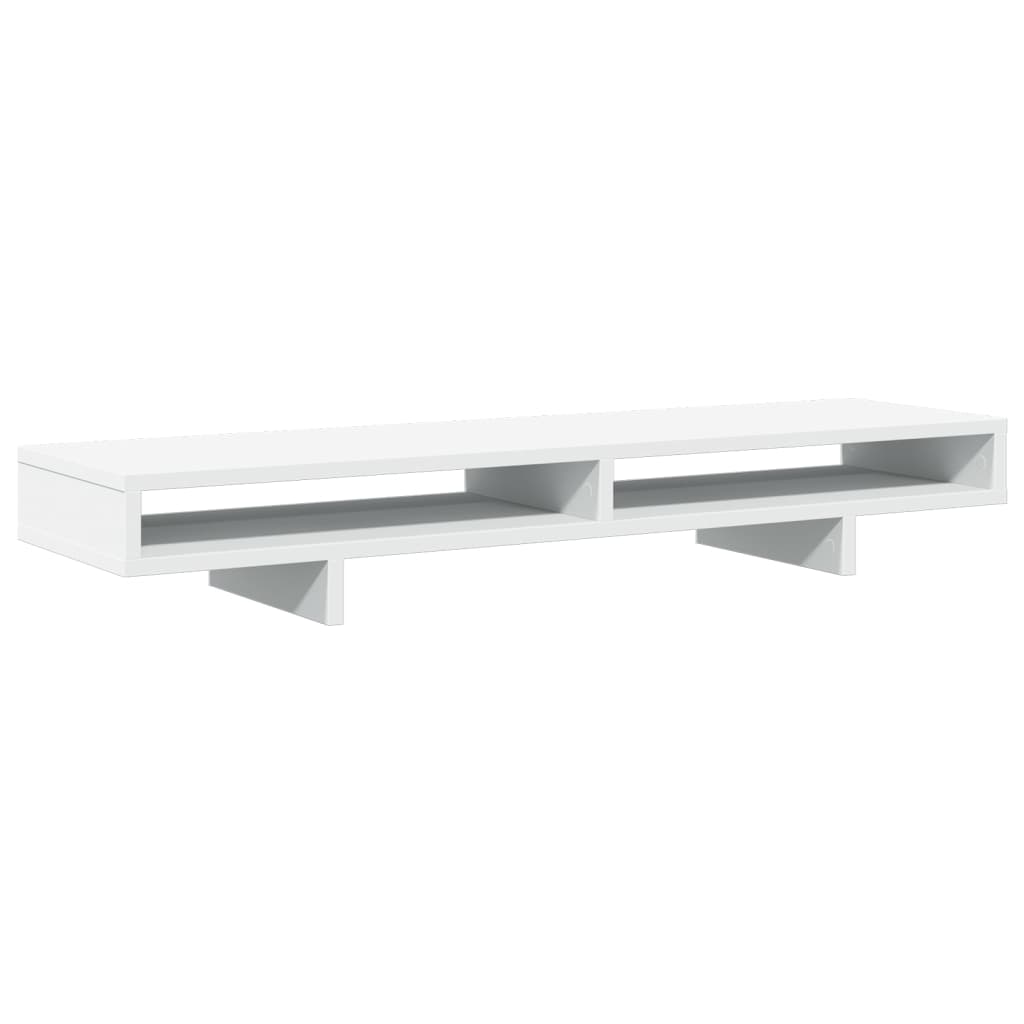 vidaXL Supporto per Monitor Bianco 100x27x15 cm Legno Massello di Pino