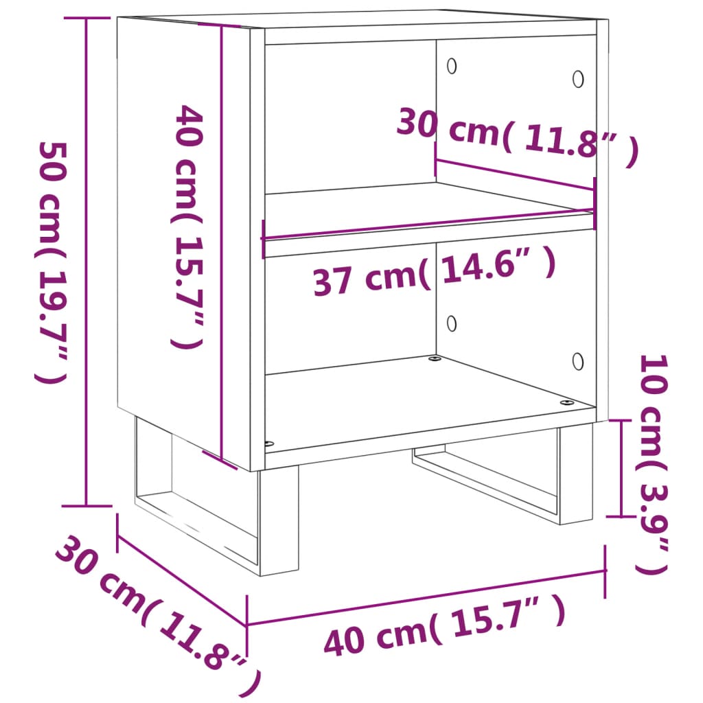 vidaXL Comodini 2 pz Neri 40x30x50 cm in Legno Multistrato