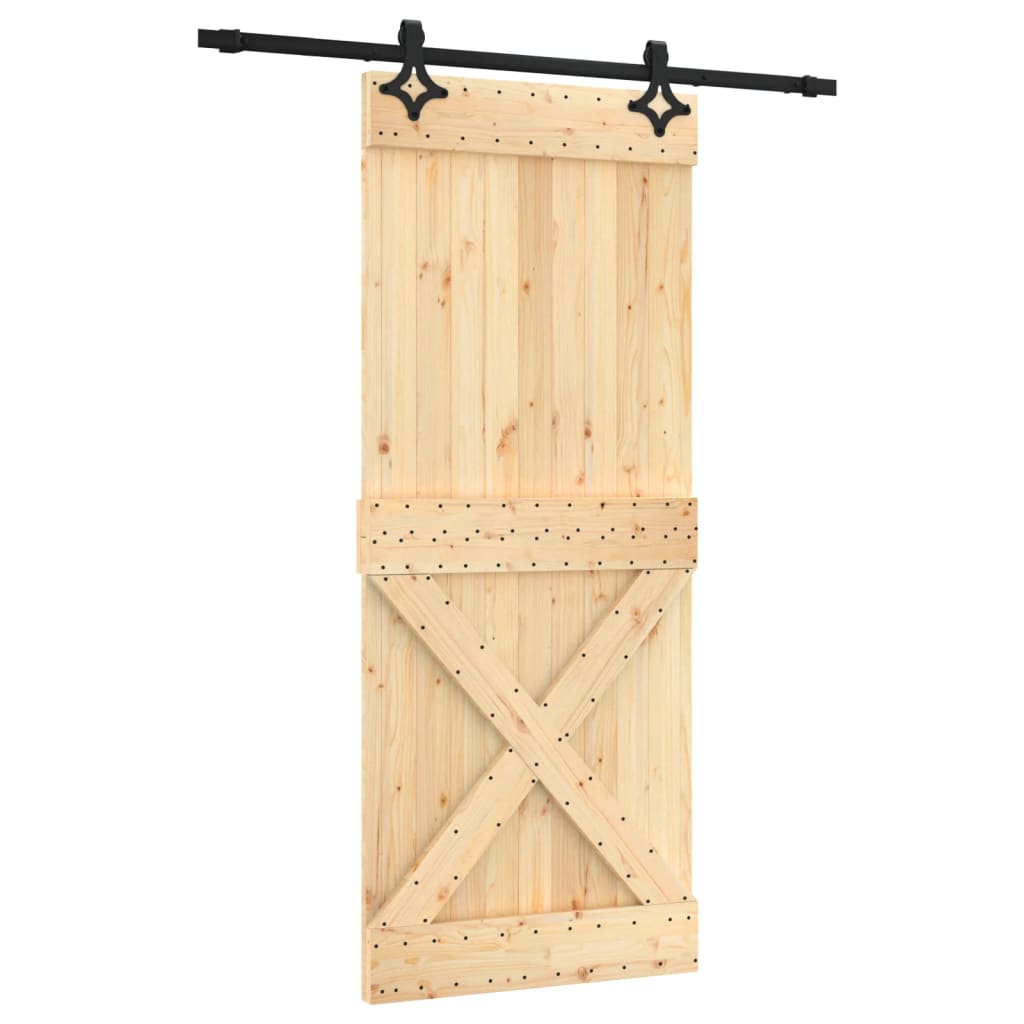 vidaXL Porta Scorrevole con Set Hardware 85x210 cm Legno Massello Pino