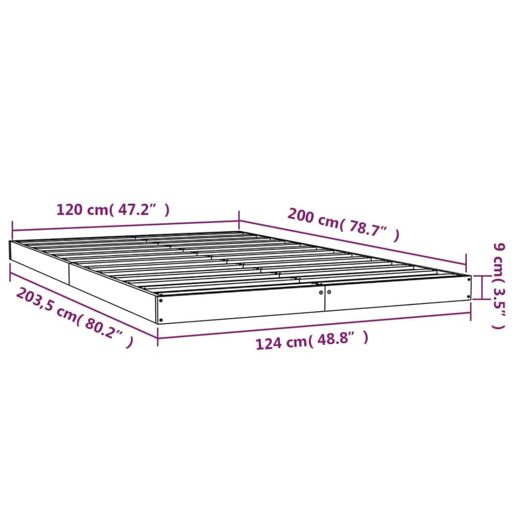 vidaXL Giroletto senza Materasso Bianco 120x200 cm Legno Massello Pino