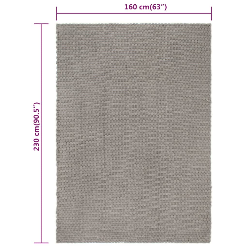 vidaXL Tappeto Rettangolare Grigio 160x230 cm in Cotone