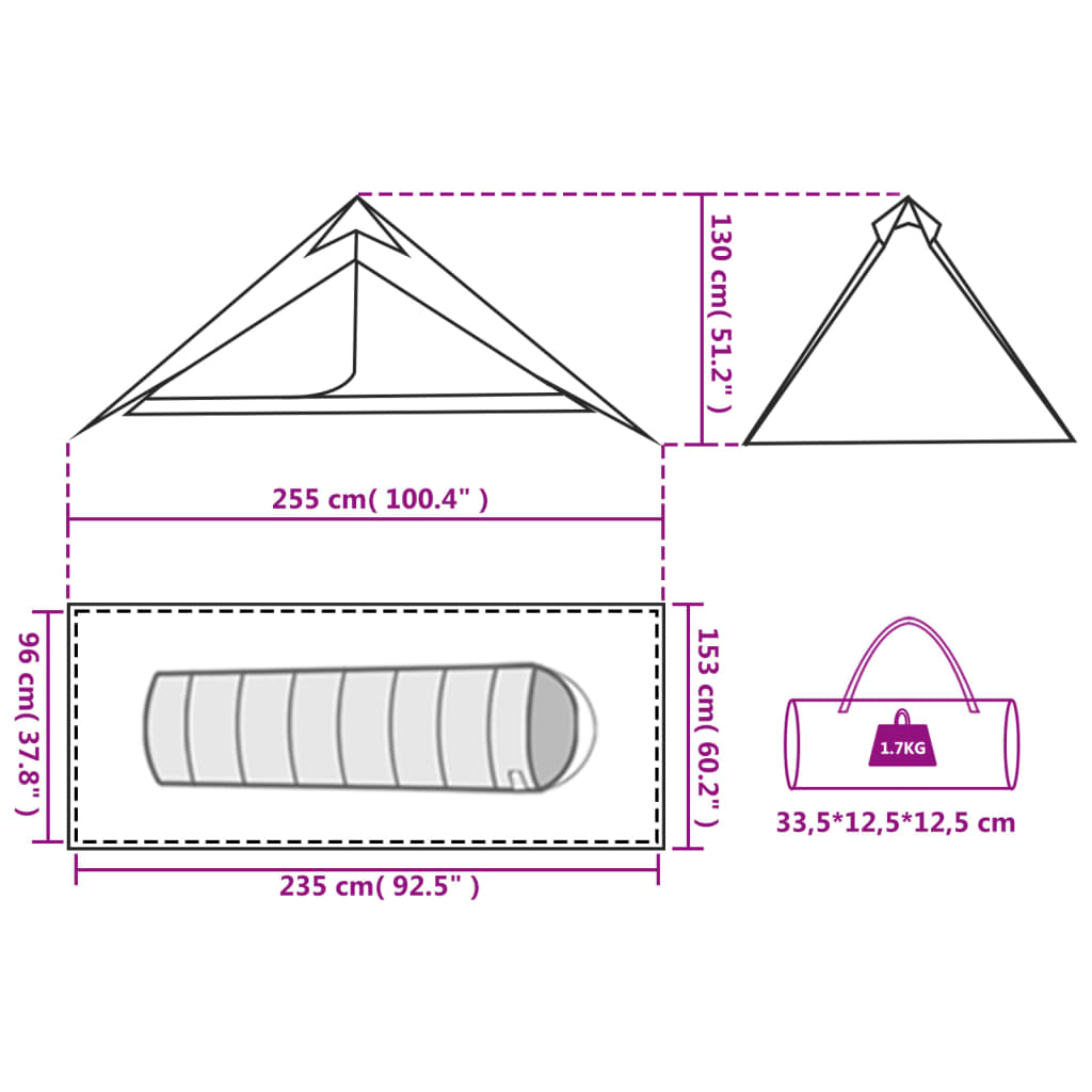 vidaXL Tenda da Campeggio Tipi per 1 Persona Blu Impermeabile