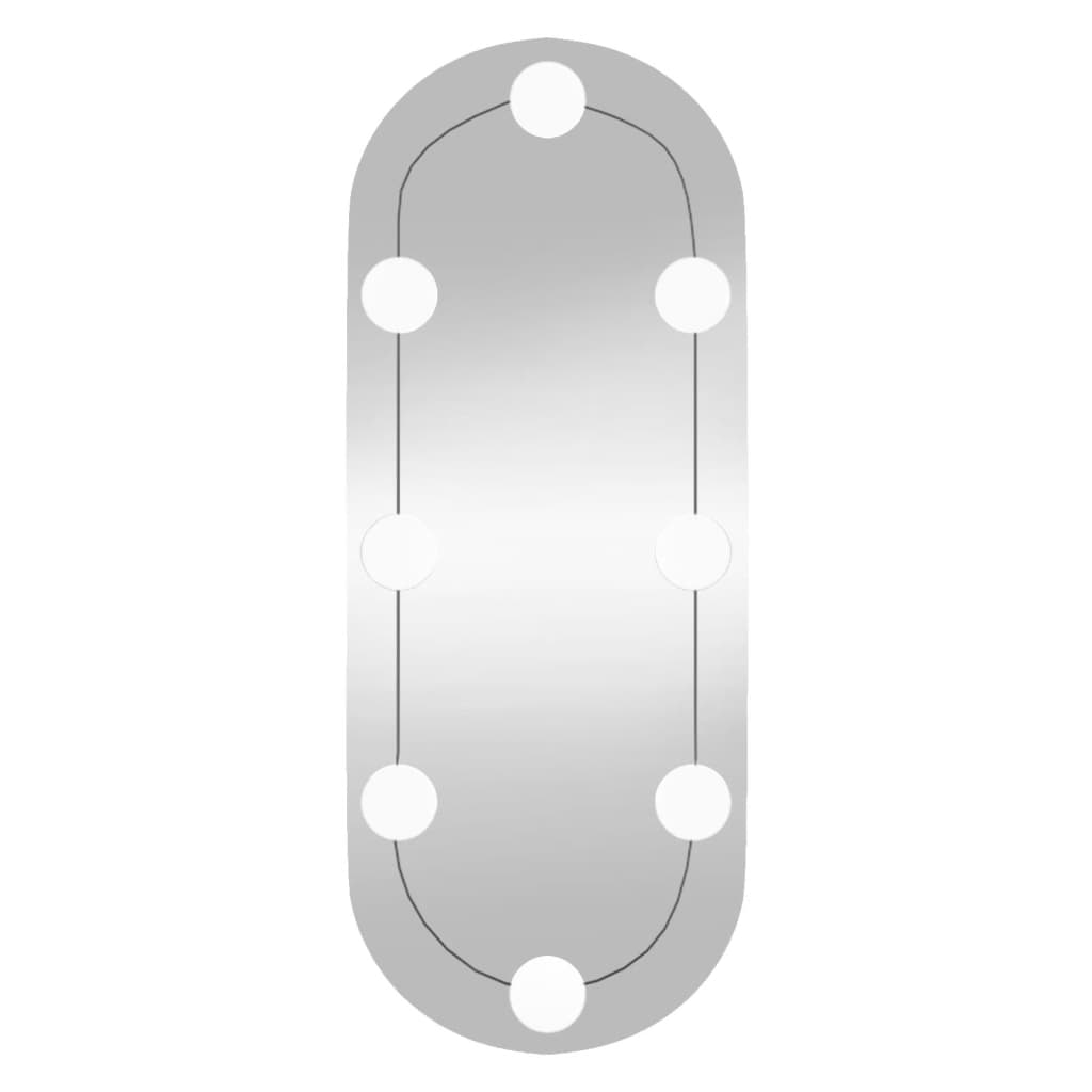 vidaXL Specchio da Parete con Luci LED 20x50 cm Vetro Ovale