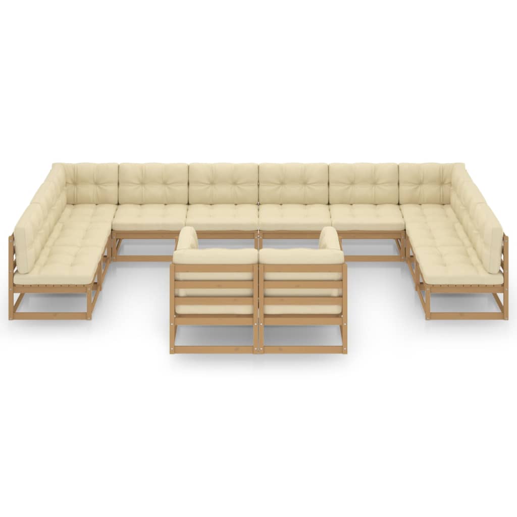 vidaXL Set Salotto Giardino e Cuscini 12 pz Legno Massello Pino Ambra