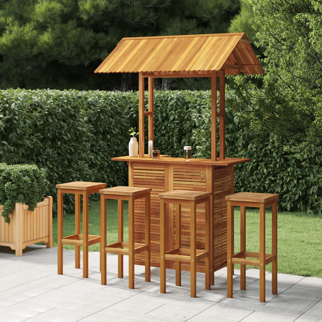 vidaXL Set da Bar per Giardino 5 pz in Legno Massello di Acacia