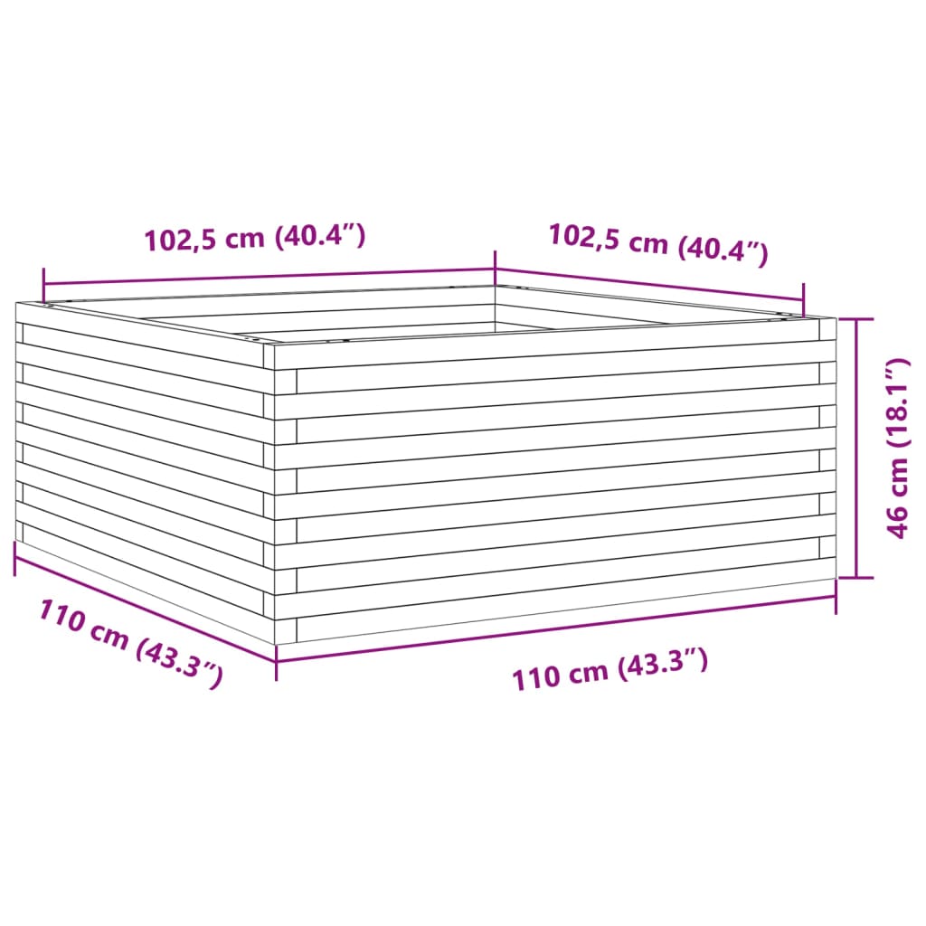 vidaXL Fioriera da Giardino 110x110x46 cm in Legno di Pino Impregnato