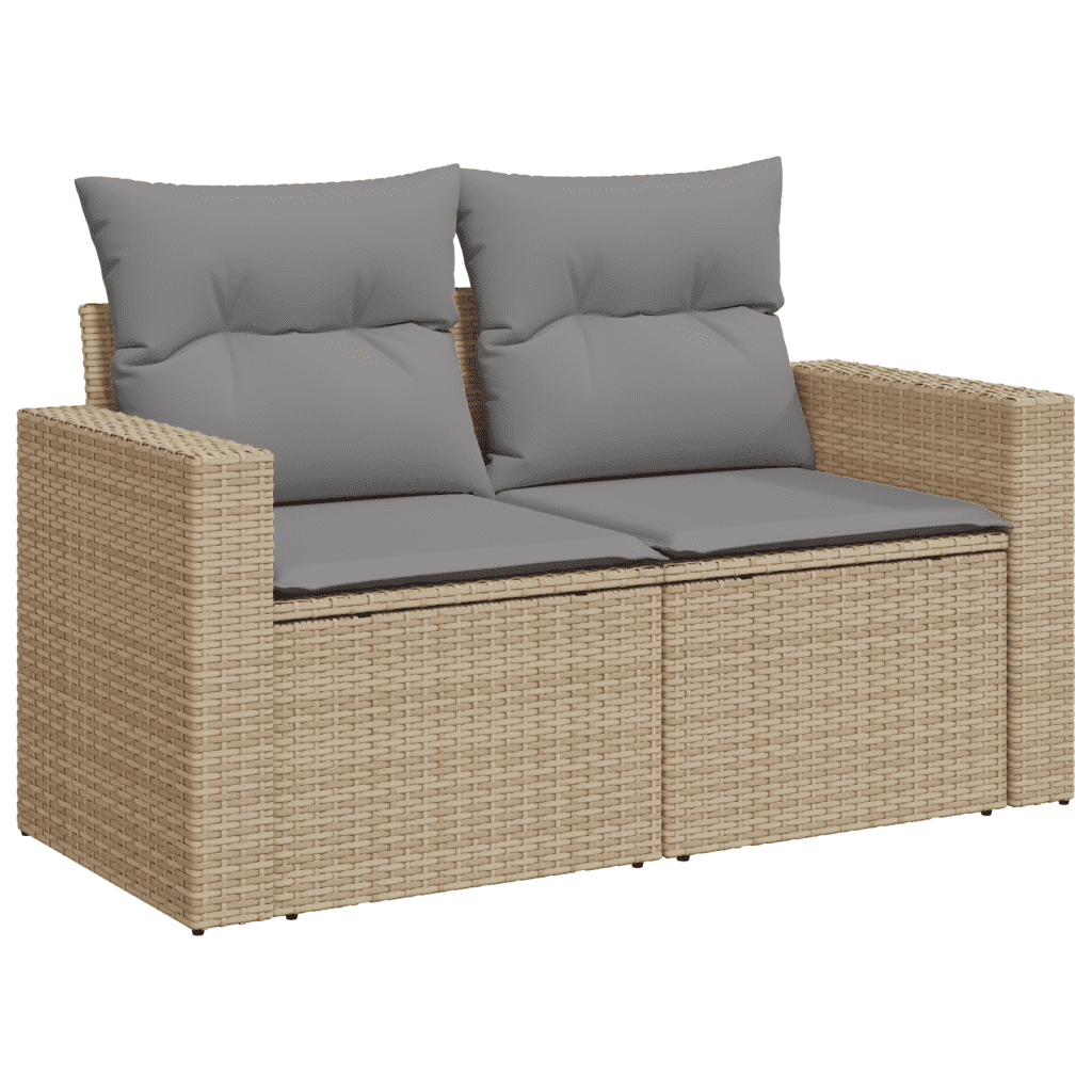 vidaXL Set Divani da Giardino 11 pz con Cuscini Beige in Polyrattan