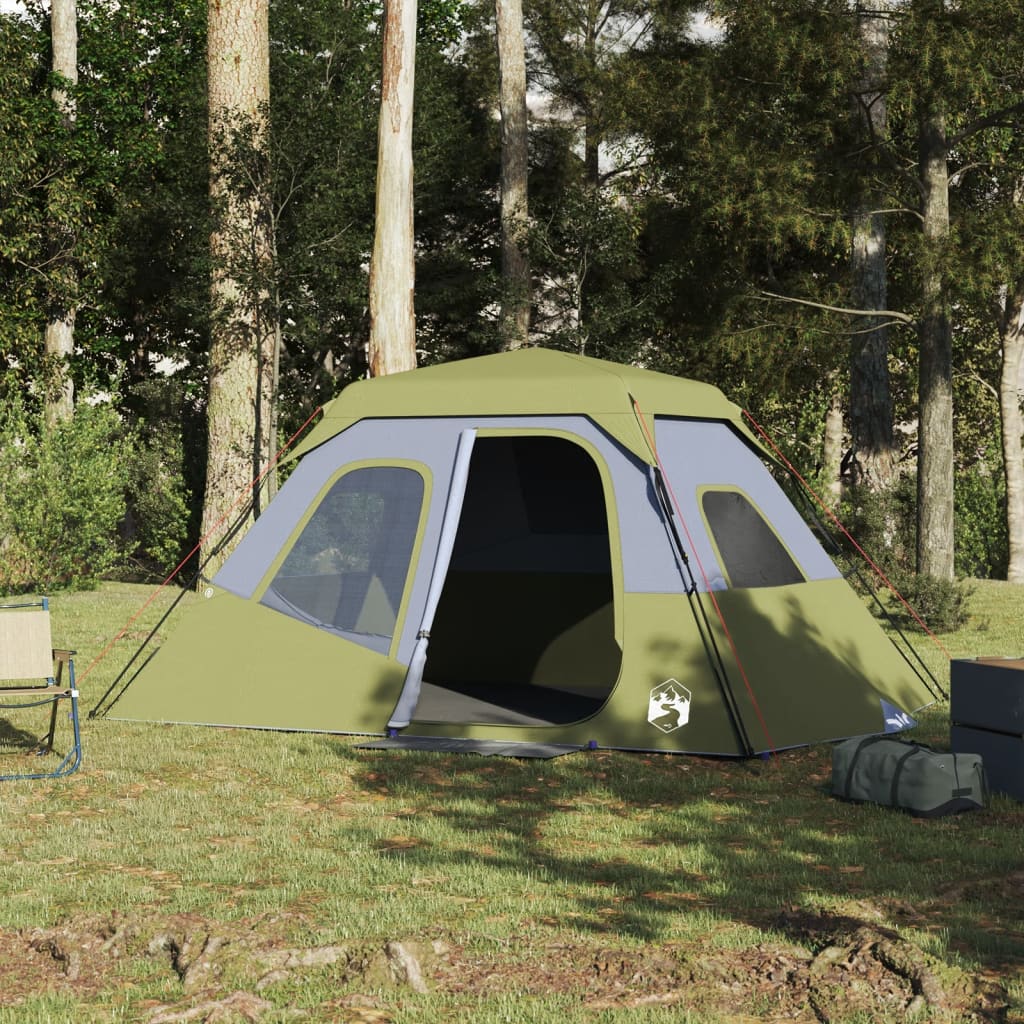 vidaXL Tenda Campeggio 6 Persone Verde Rilascio Rapido Impermeabile