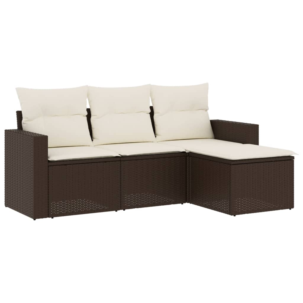 vidaXL Set Divano da Giardino 4 pz con Cuscini Marrone in Polyrattan