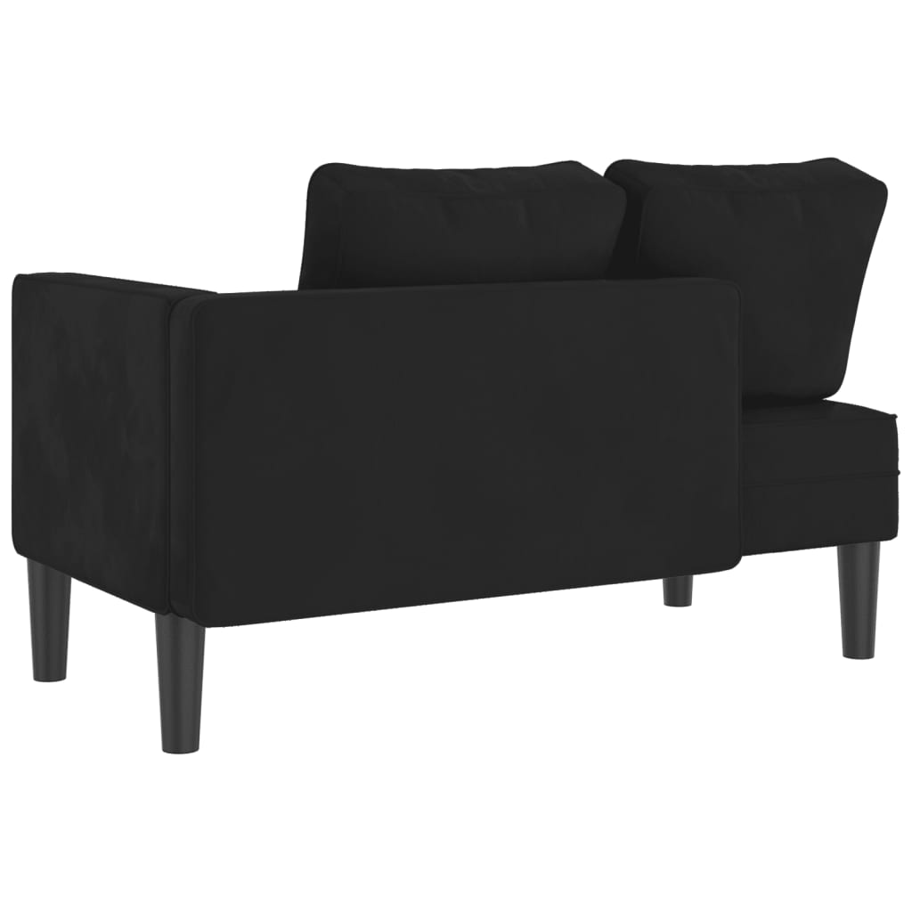 vidaXL Chaise Lounge con Cuscini Nero in Velluto