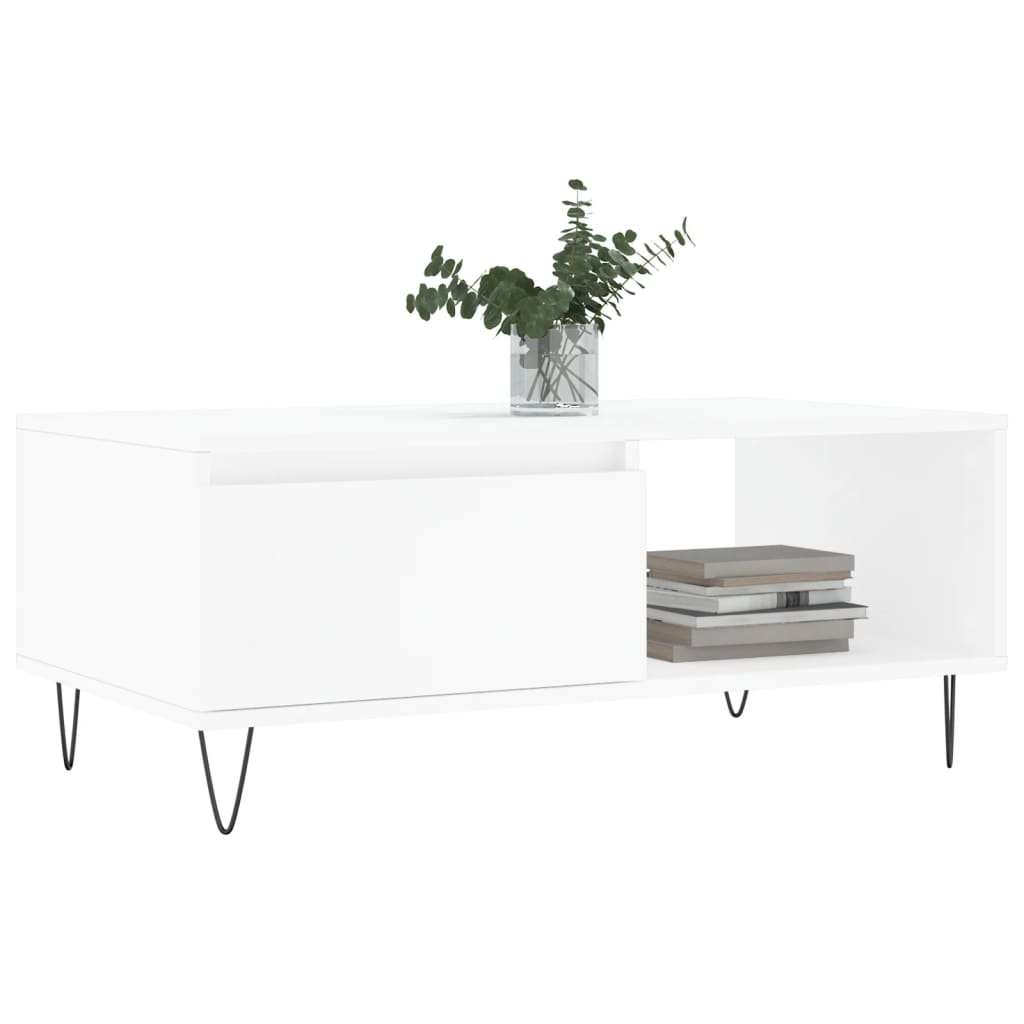 vidaXL Tavolino da Salotto Bianco 90x50x36,5 cm in Legno Multistrato