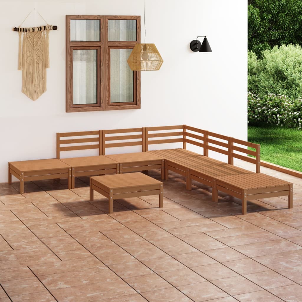 vidaXL Set Salotto da Giardino 8 pz in Legno Massello di Pino Ambra