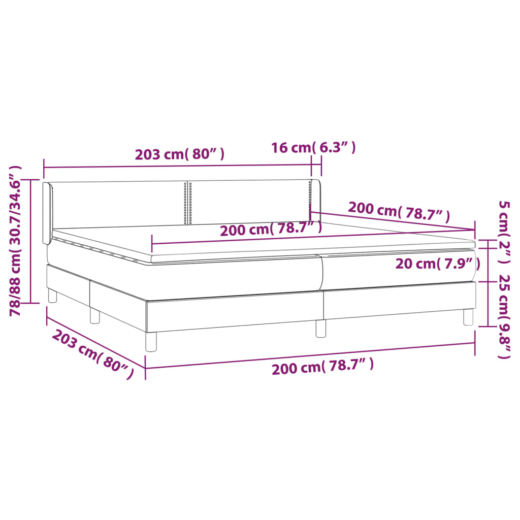 vidaXL Giroletto a Molle con Materasso Grigio Chiaro 200x200cm Tessuto