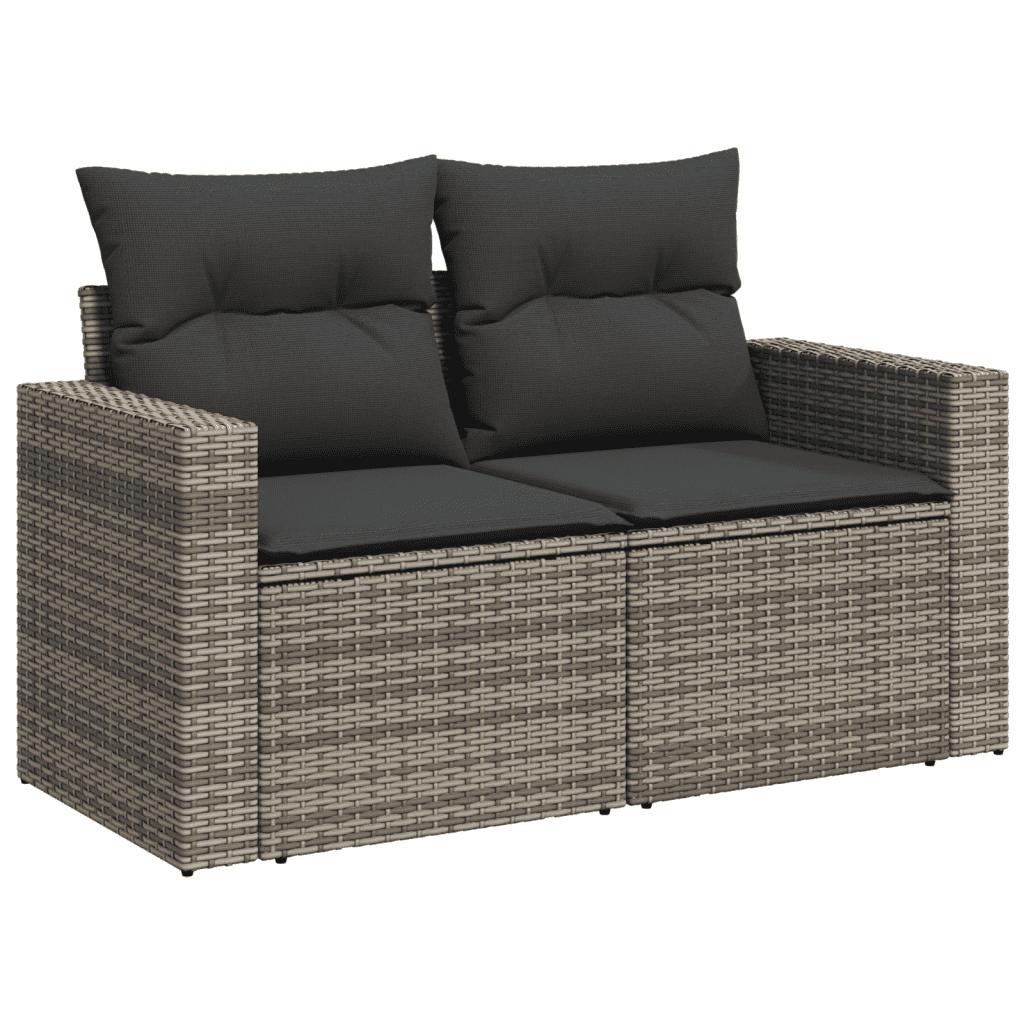 vidaXL Set Divano da Giardino 8 pz con Cuscini Grigio in Polyrattan