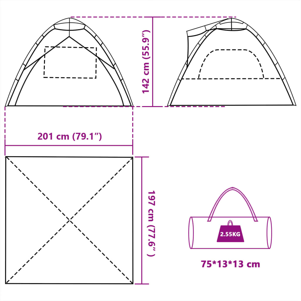 vidaXL Tenda da Spiaggia 3 Persone Verde Rilascio Rapido Impermeabile