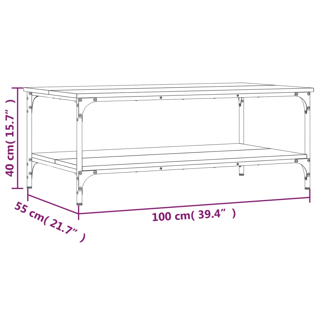 vidaXL Tavolino da Salotto Rovere Fumo 100x55x40 cm Legno Multistrato