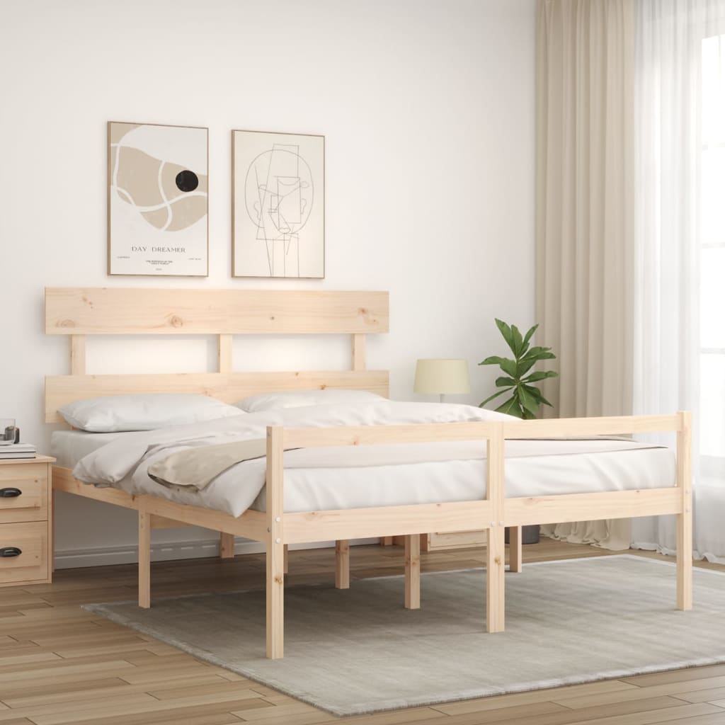 vidaXL Letto per Anziani con Testiera 160x200 cm in Legno Massello