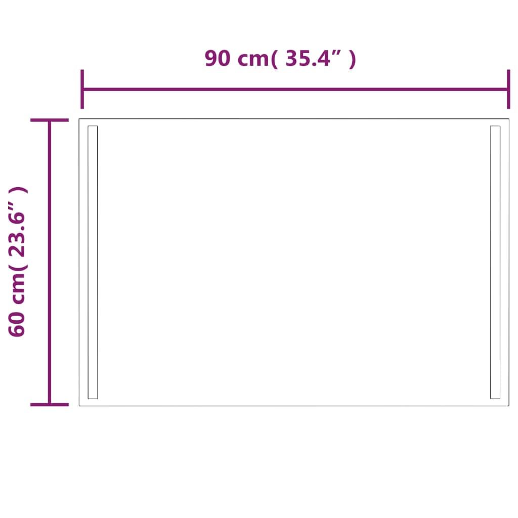 vidaXL Specchio da Bagno con Luci LED 60x90 cm