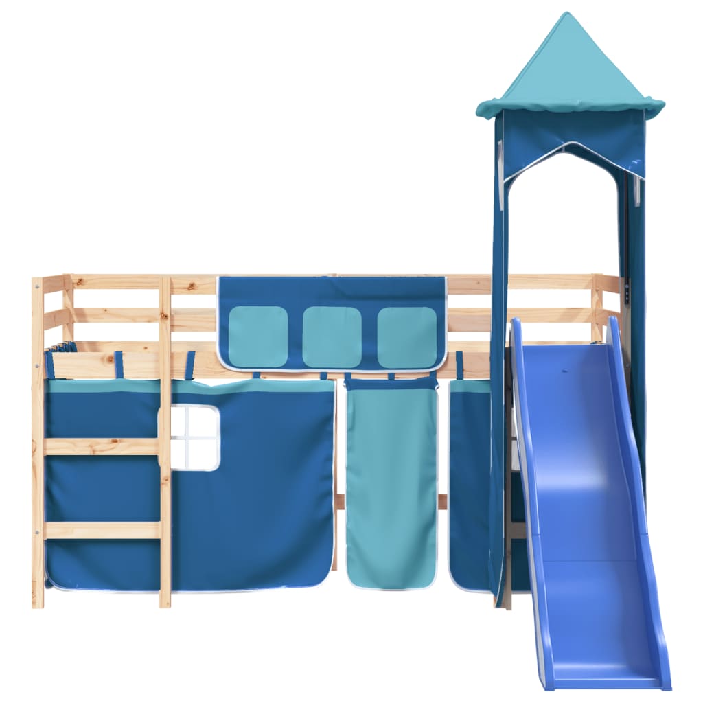 vidaXL Letto a Soppalco con Torre Bambini Blu 80x200cm Massello Pino