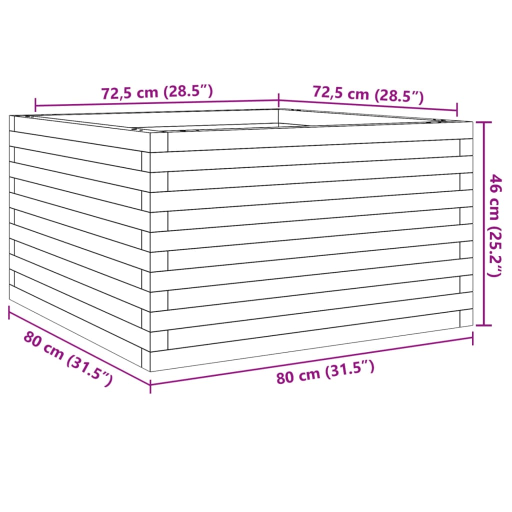 vidaXL Fioriera da Giardino 80x80x46 cm in Legno Massello di Douglas