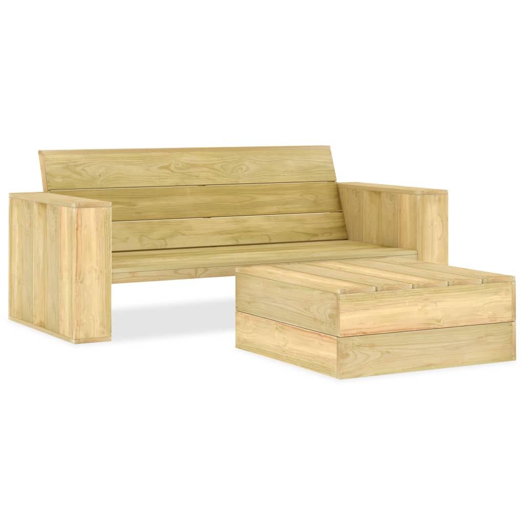 vidaXL Set Divani da Giardino 2 pz in Legno di Pino Impregnato