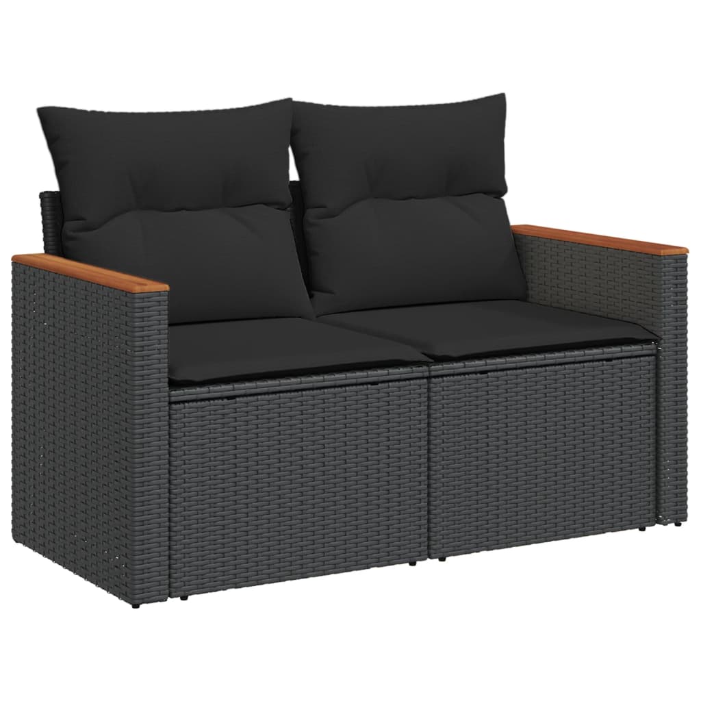 vidaXL Set Divano da Giardino 6 pz con Cuscini Nero in Polyrattan