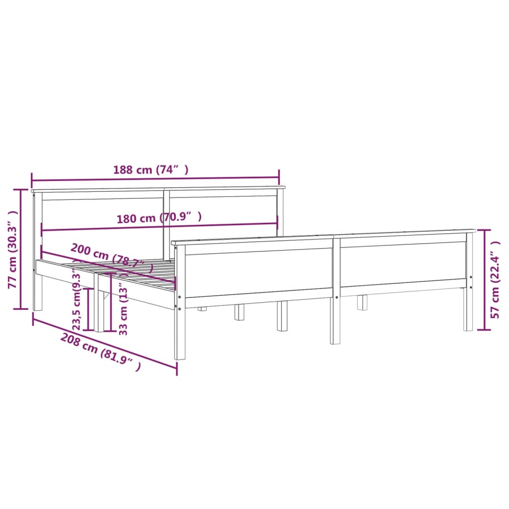 vidaXL Giroletto in Legno Massello di Pino 180x200 cm