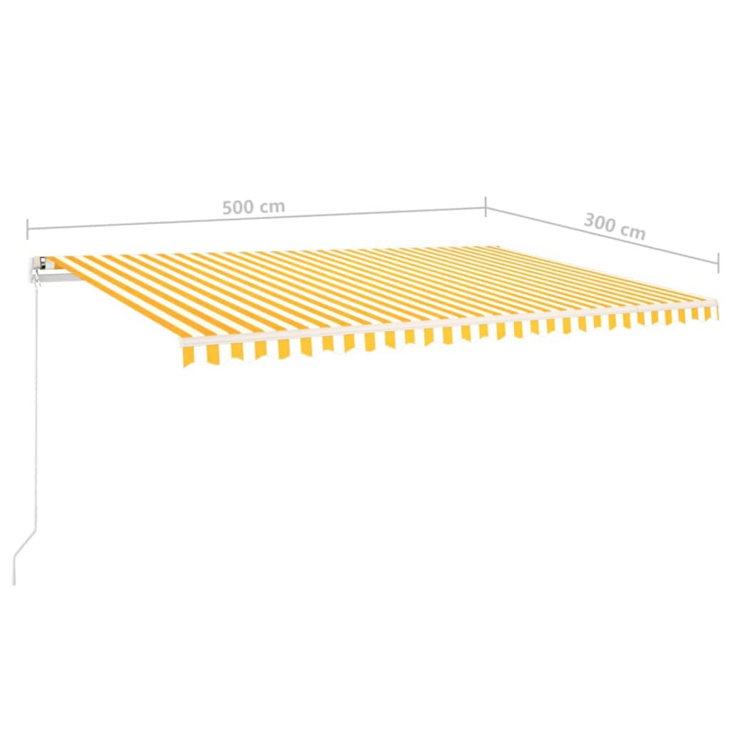 vidaXL Tenda da Sole Retrattile Manuale LED 5x3 m Gialla Bianca