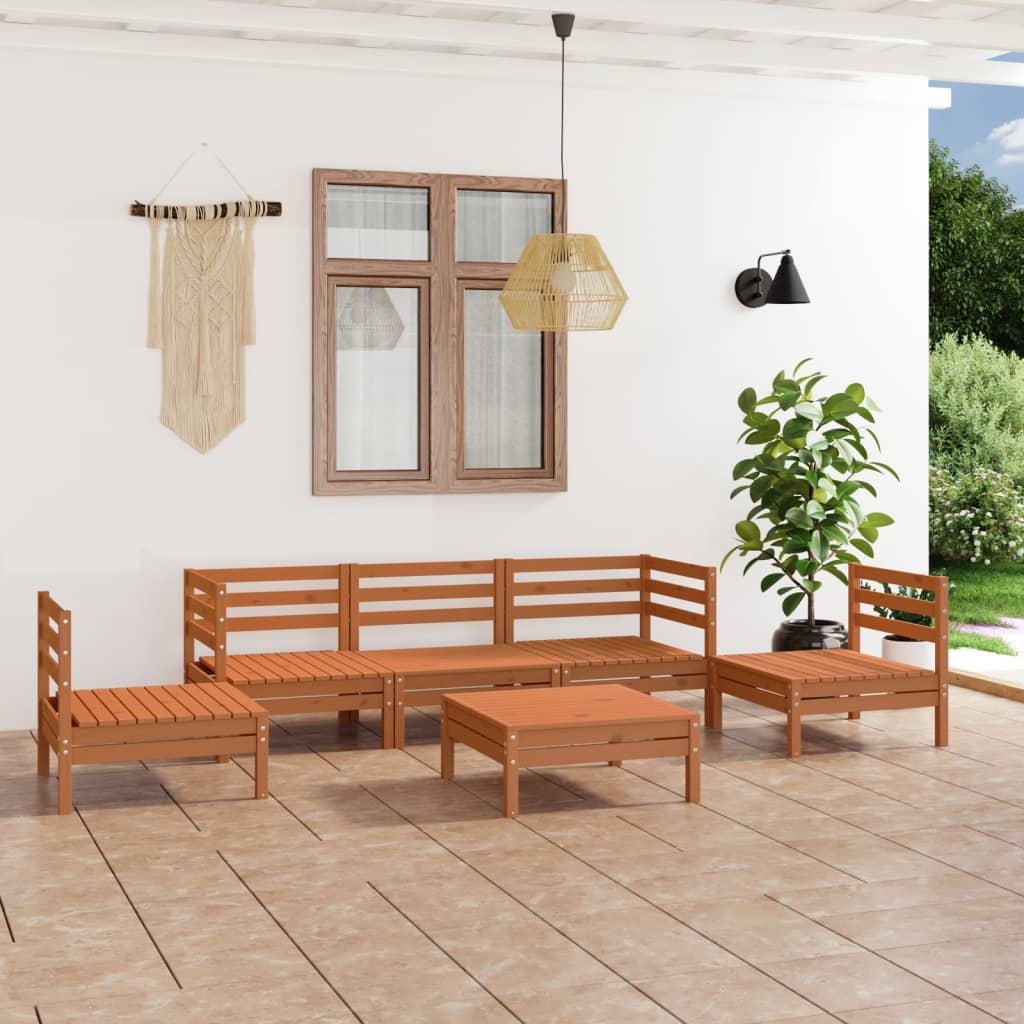 vidaXL Set Salotto da Giardino 6pz Marrone Ambra Legno Massello Pino