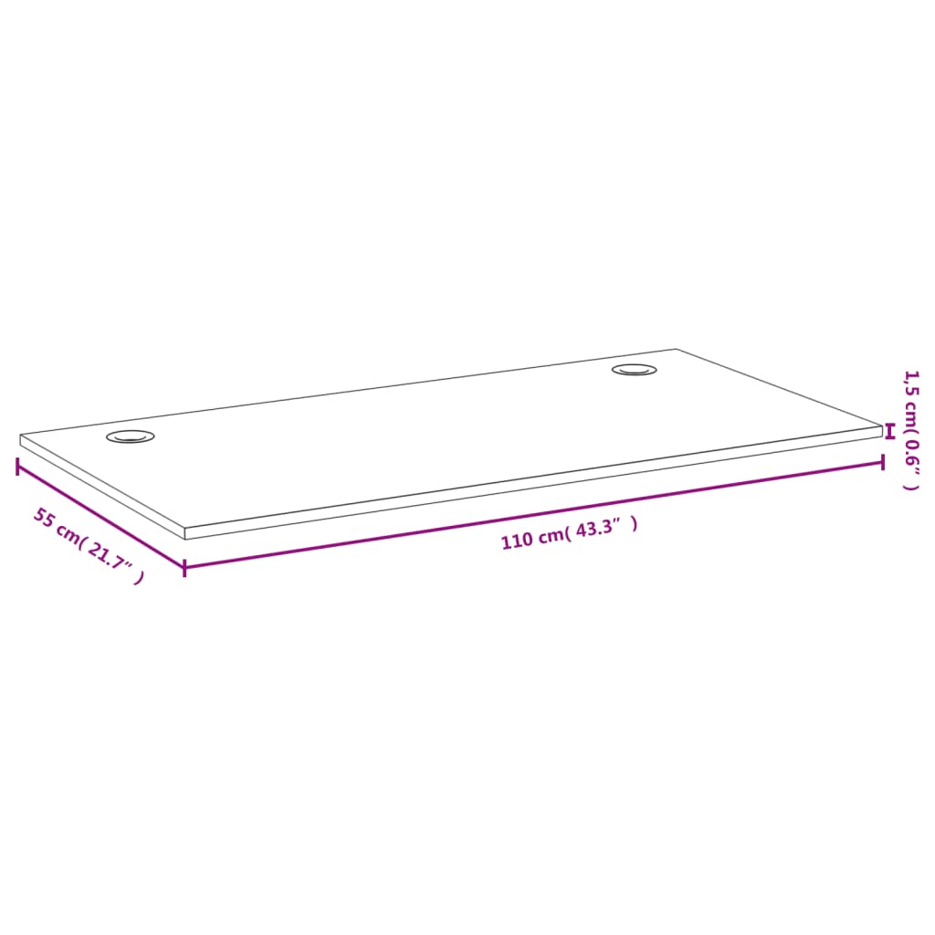 vidaXL Piano Scrivania 110x55x1,5 cm in Bambù