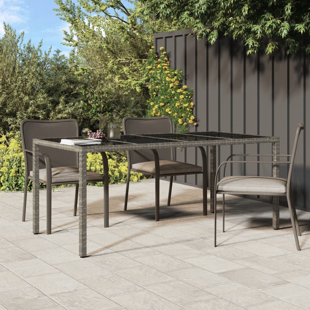 vidaXL Tavolo Giardino Grigio 190x90x75 cm Vetro Temperato Polyrattan