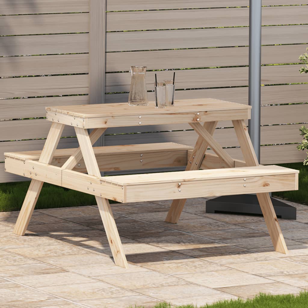 vidaXL Tavolo da Picnic 105x134x75 cm in Legno Massello di Pino