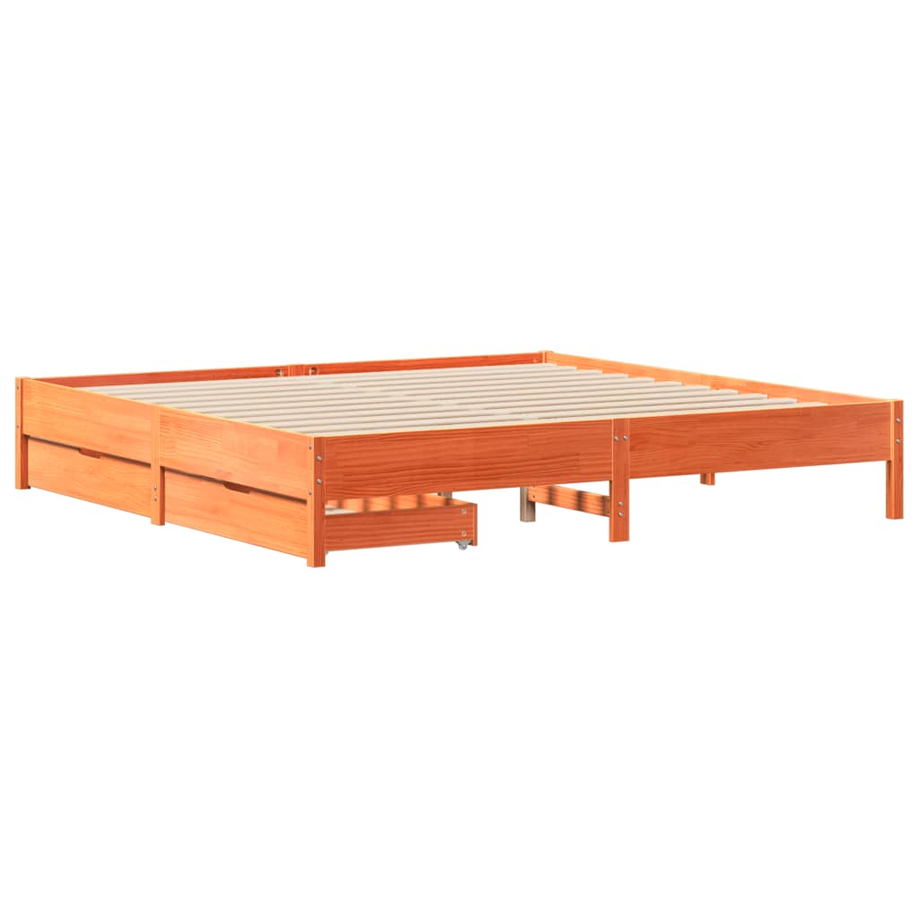 vidaXL Letto senza Materasso Marrone Cera 200x200 cm in Legno di Pino