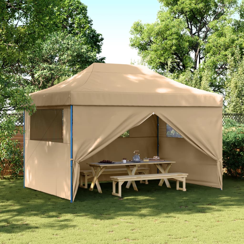 vidaXL Tendone per Feste Pieghevole Pop-Up con 4 Pareti Beige