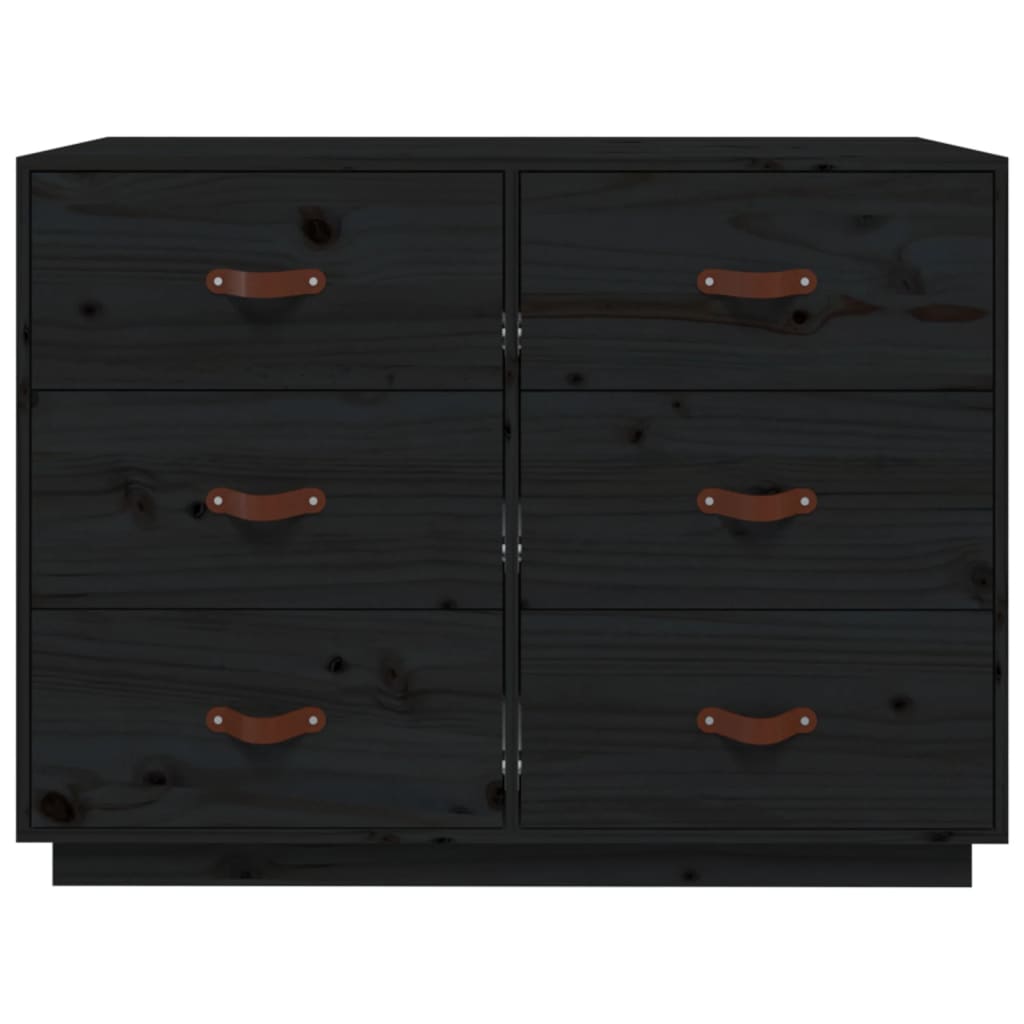 vidaXL Credenza Nera 100x40x75 cm in Legno Massello di Pino