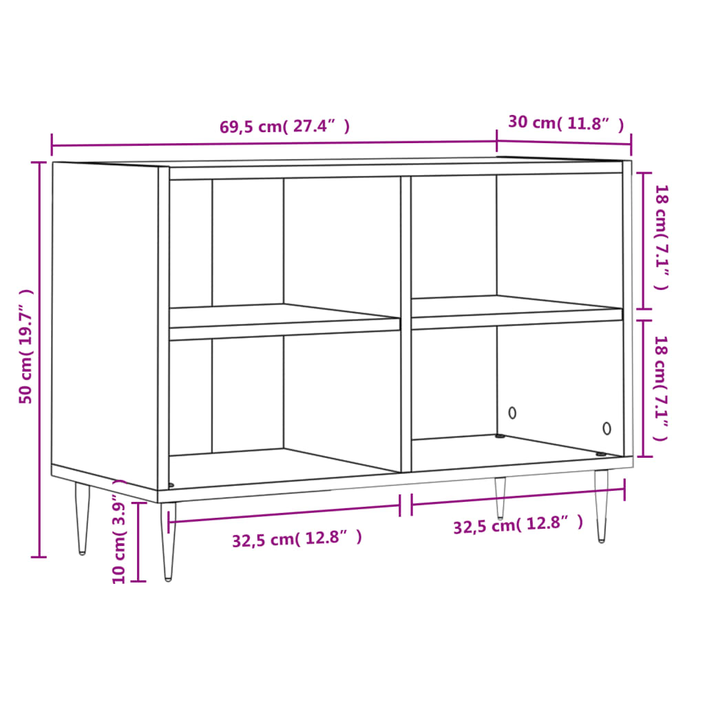 vidaXL Mobile Porta TV Bianco 69,5x30x50 cm in Legno Multistrato