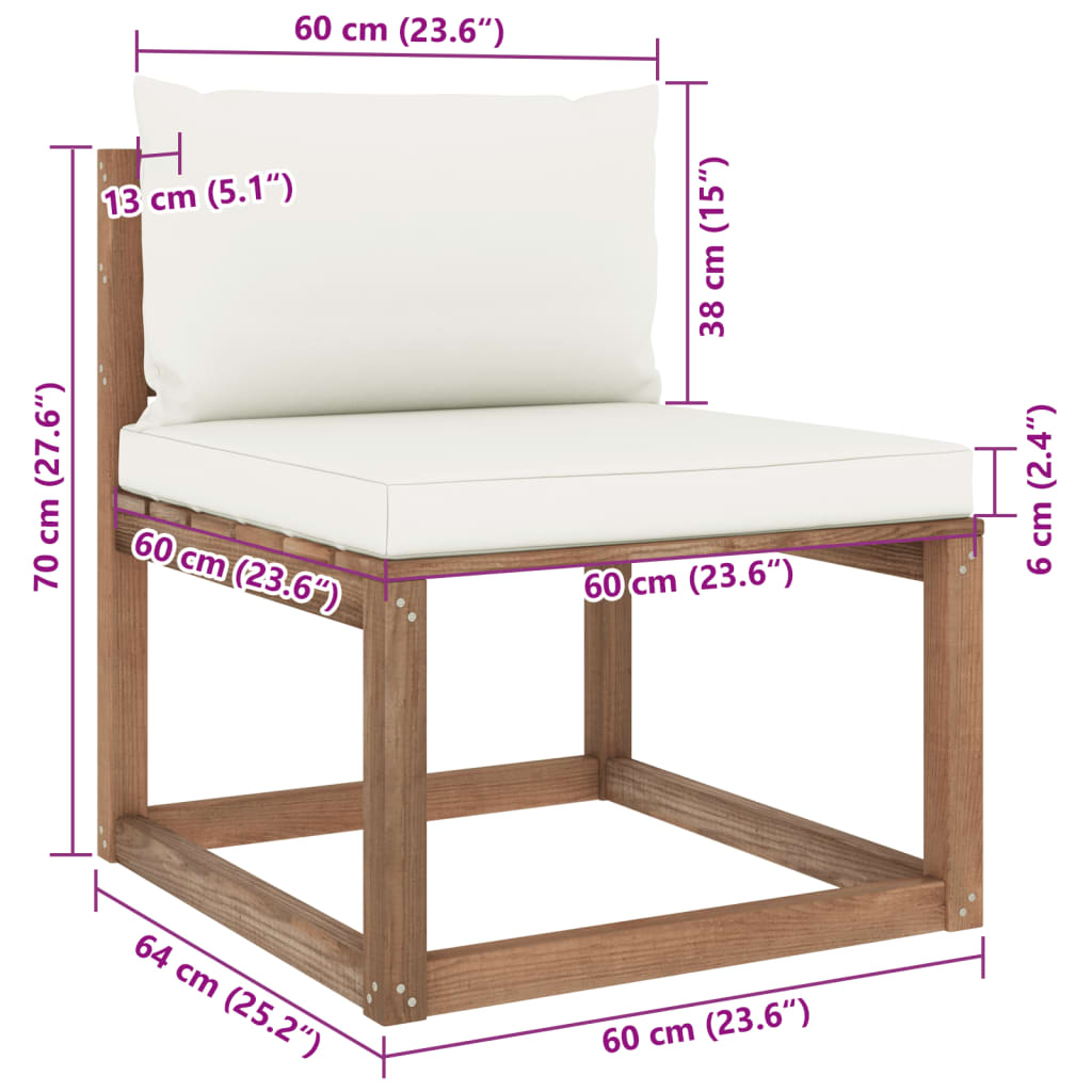 vidaXL Divano Giardino Pallet a 4 Posti Cuscini Legno Pino Impregnato