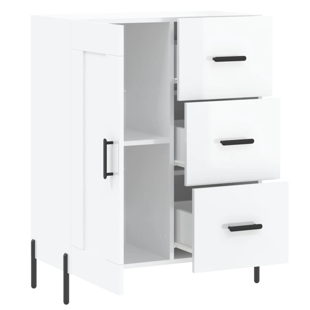 vidaXL Credenza 69,5x34x90 cm in Legno Multistrato Bianco Lucido