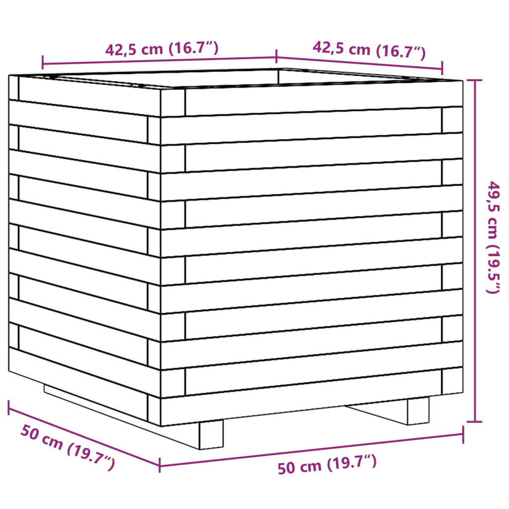 vidaXL Fioriera da Giardino Bianca 50x50x49,5cm Legno Massello di Pino