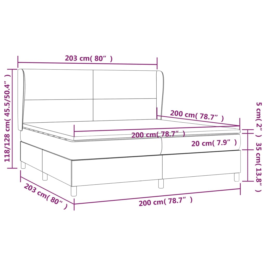 vidaXL Giroletto a Molle con Materasso Grigio Scuro 200x200 cm Velluto