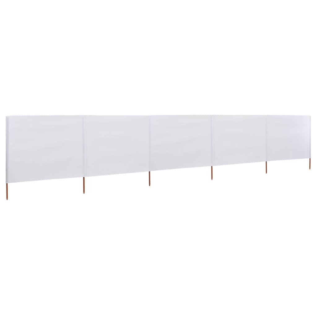 vidaXL Paravento a 5 Pannelli in Tessuto 600x160 cm Bianco Sabbia