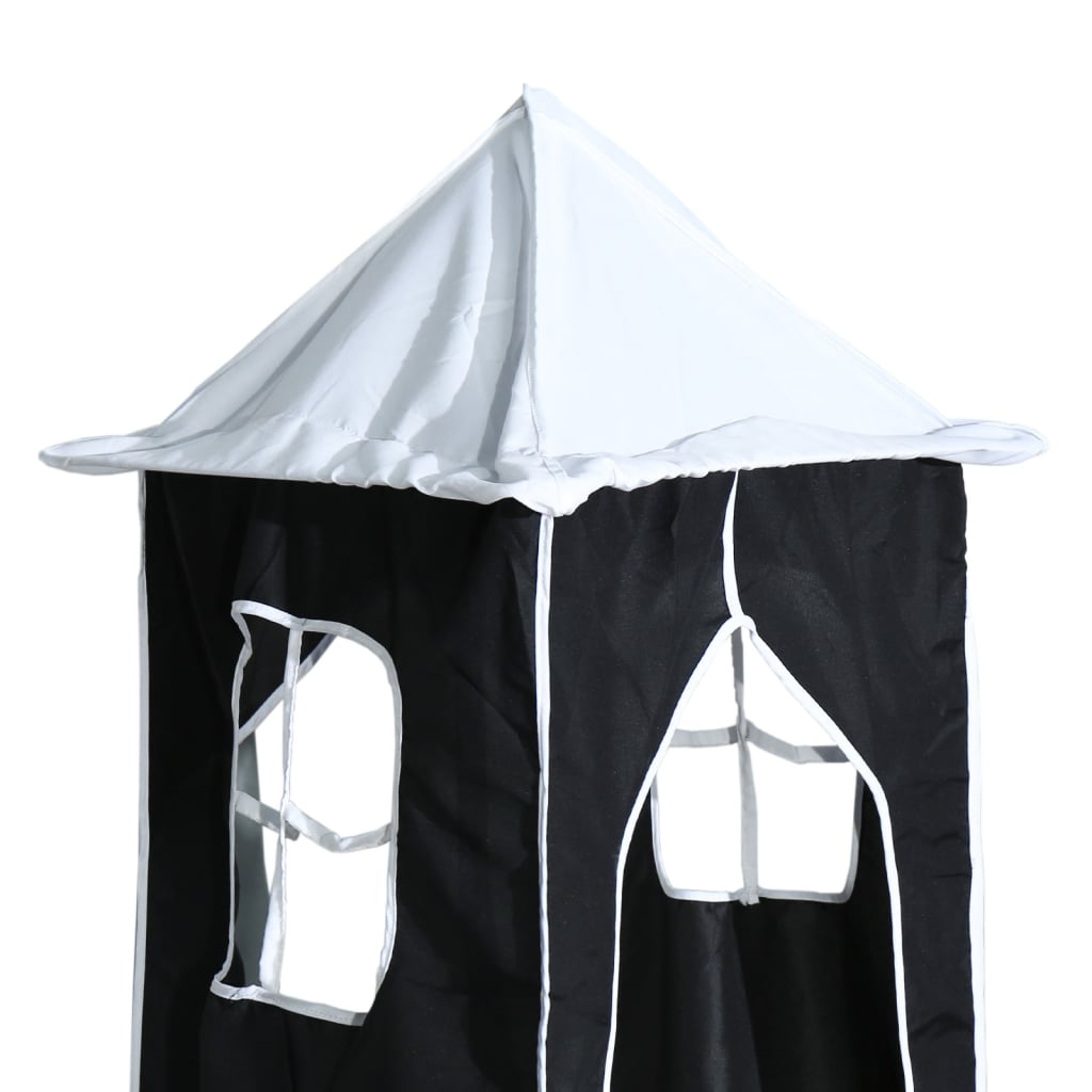 vidaXL Letto a Soppalco con Torre Bambini Bianco e Nero 90x200cm Pino