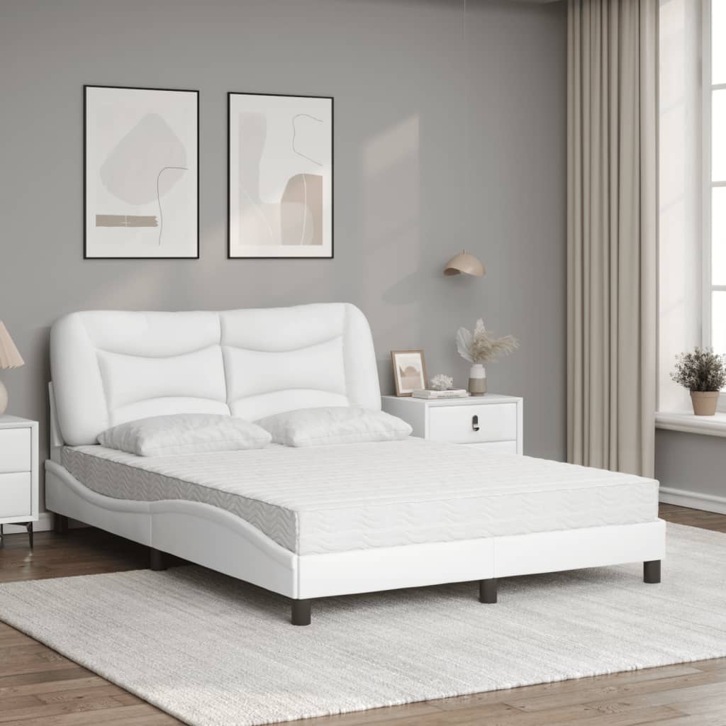 vidaXL Letto con Materasso Bianco 140x190 cm in Similpelle