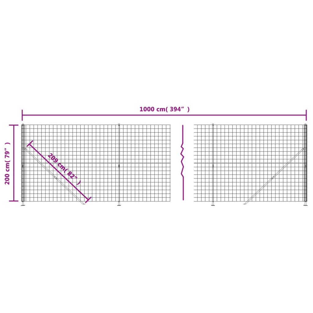 vidaXL Recinzione Metallica con Flangia Antracite 2x10 m