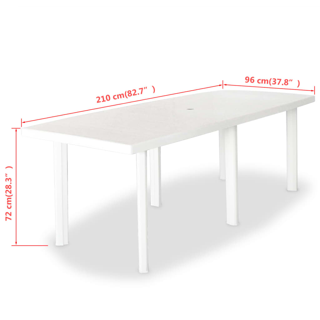 vidaXL Tavolo da Giardino Bianco 210x96x72 cm in Plastica