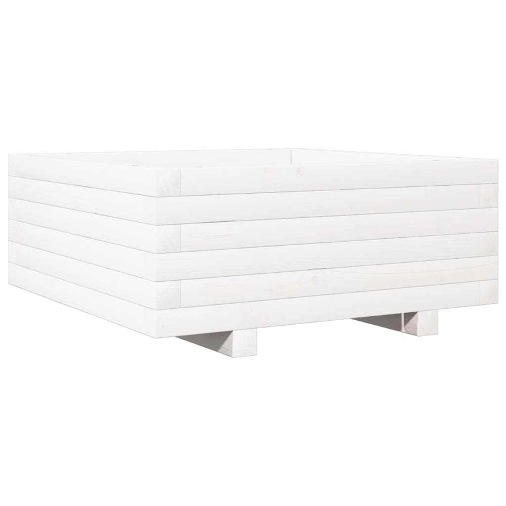 vidaXL Fioriera da Giardino Bianca 60x60x26,5cm Legno Massello di Pino