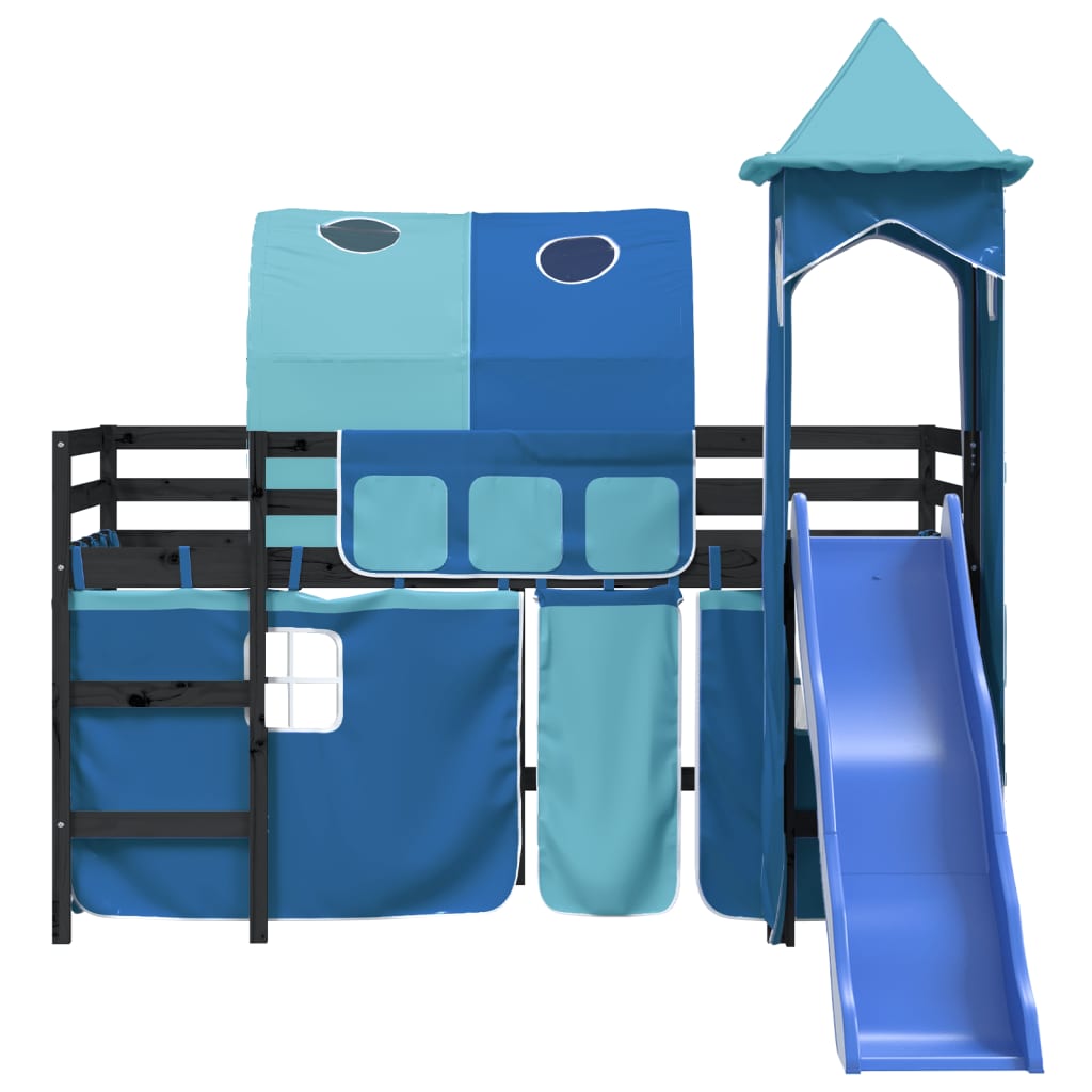 vidaXL Letto a Soppalco con Torre Bambini Blu 80x200cm Massello Pino