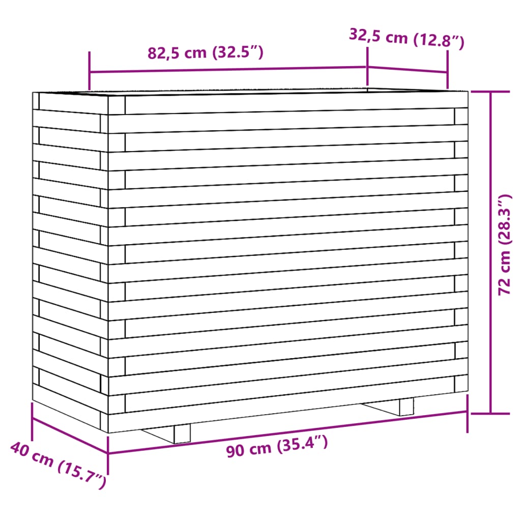 vidaXL Fioriera da Giardino 90x40x72 cm in Legno di Pino Impregnato