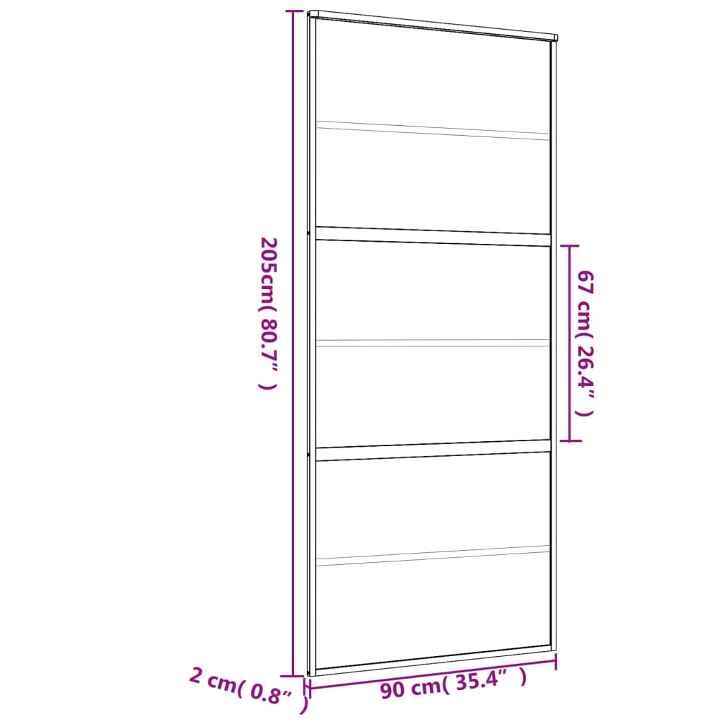 vidaXL Porta Scorrevole Dorata 90x205 Vetro Smerigliato ESG Alluminio