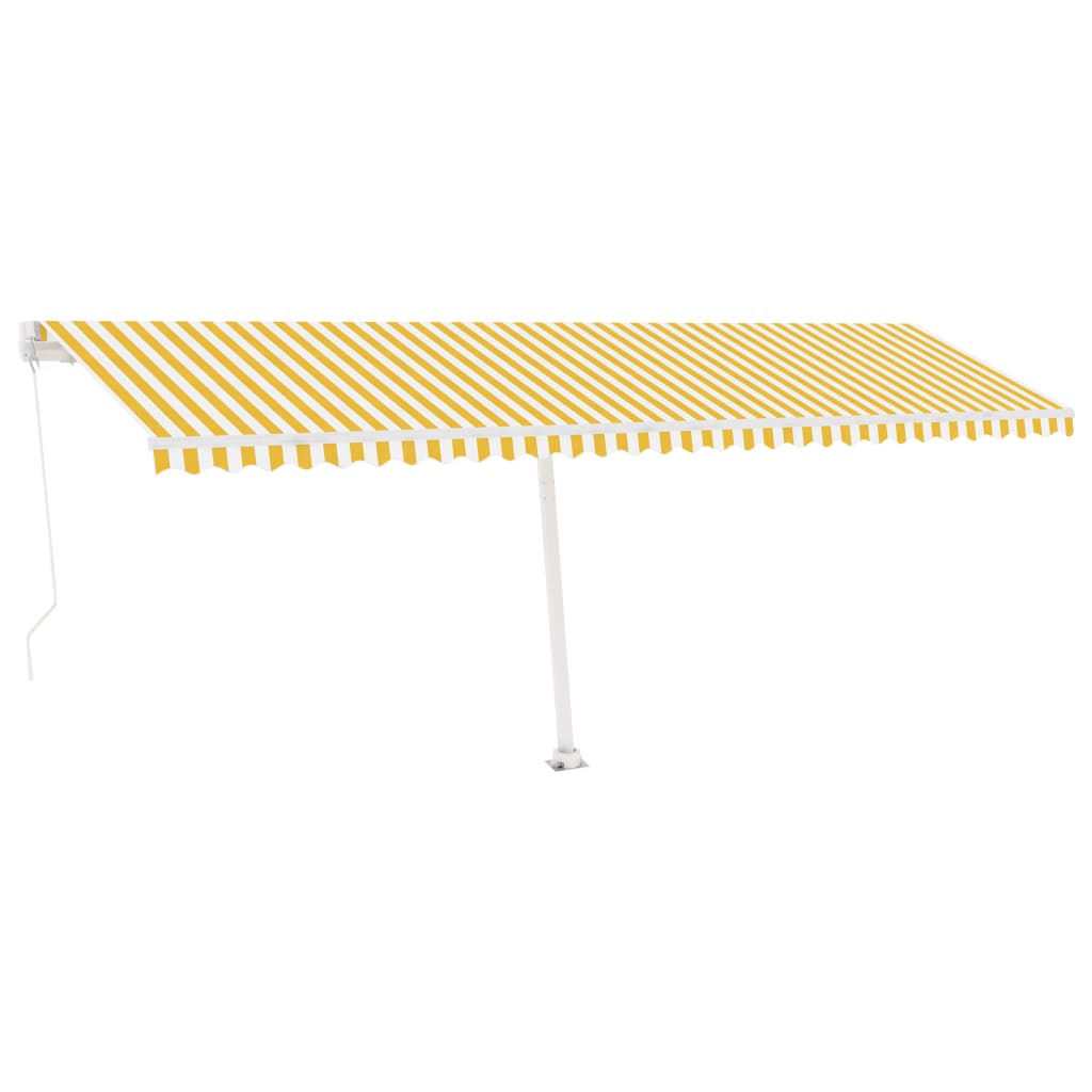 vidaXL Tenda da Sole Retrattile Manuale e LED 600x300cm Gialla Bianca